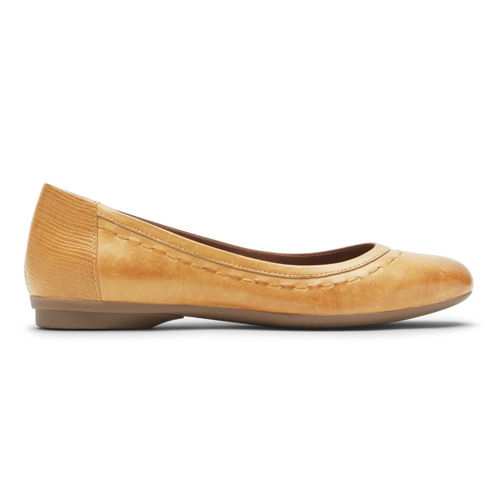 Rockport Cobb Hill Maiika Flat - Womens Ballet - Yellow - NZ (TQA-703581)